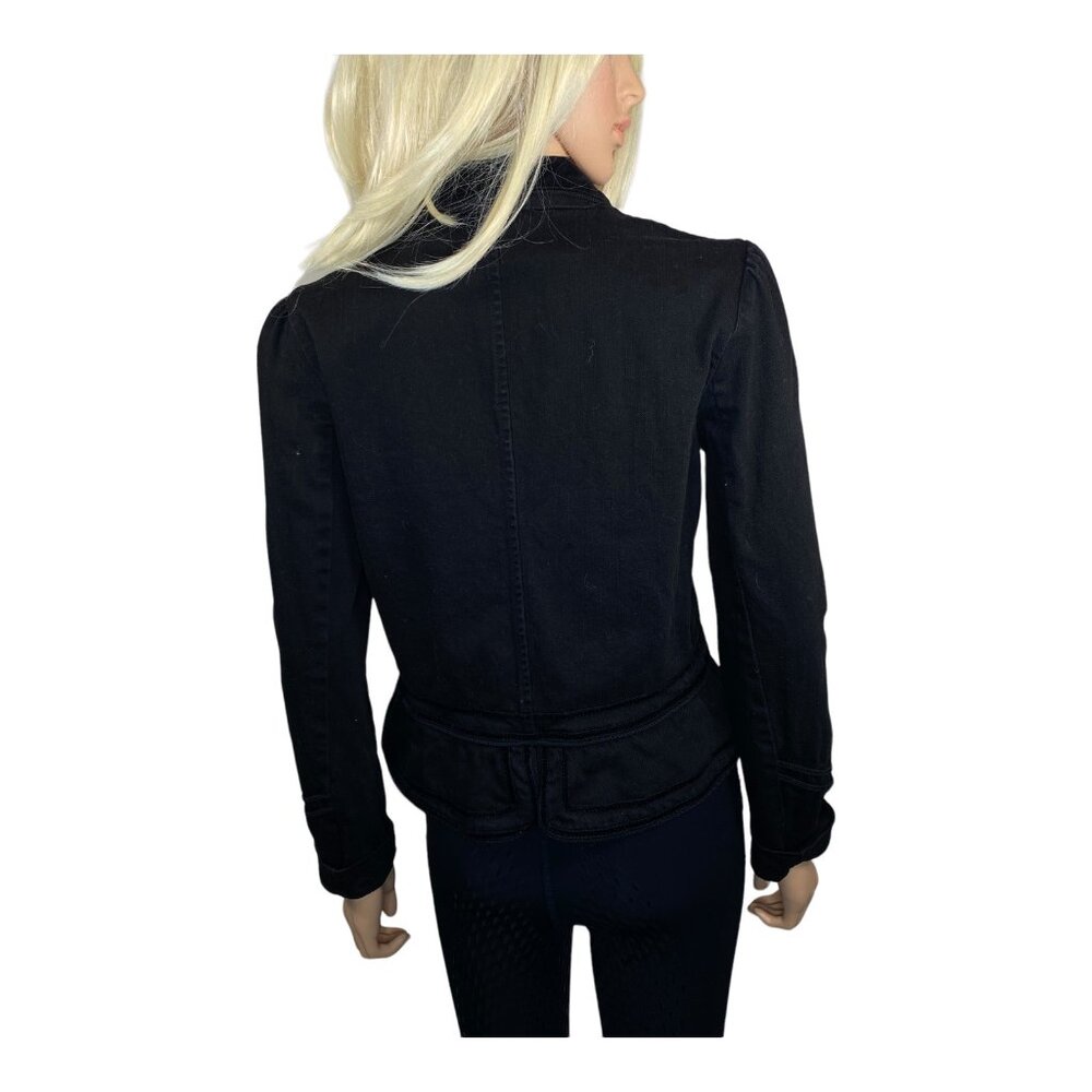 Lauren Jeans Fitted Denim Blazer M Ralph Lauren Black Victorian Jacket VTG - Picture 11 of 15